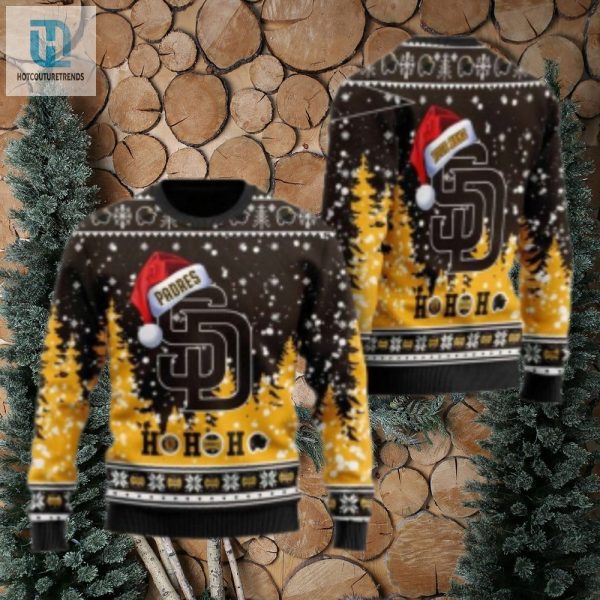 San Diego Padres Ugly Christmas Sweater Ho Ho Ho Santa Hat hotcouturetrends 1