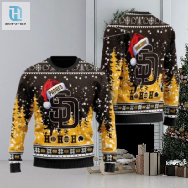 San Diego Padres Ugly Christmas Sweater Ho Ho Ho Santa Hat hotcouturetrends 1 1