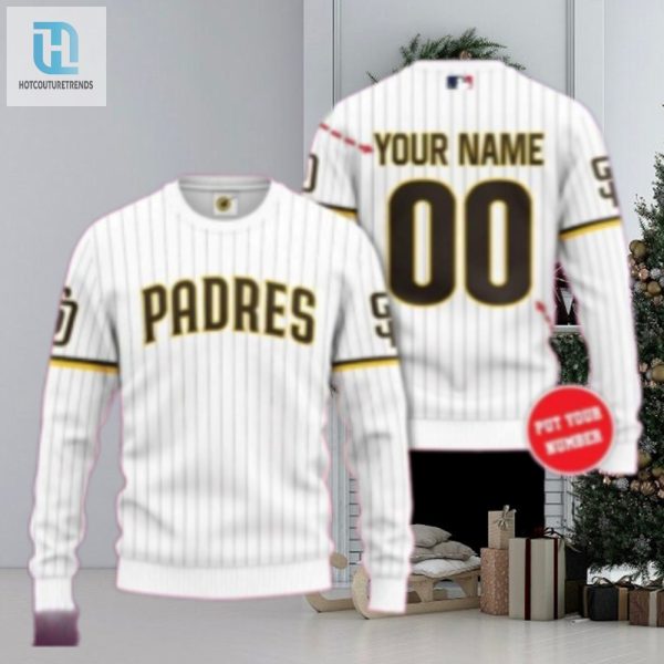 San Diego Padres Customizable Ugly Christmas Sweater White hotcouturetrends 1 1