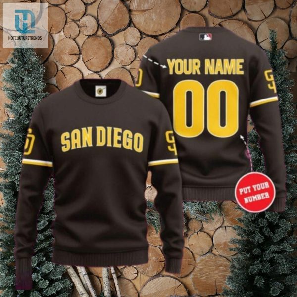 San Diego Padres Customizable Ugly Christmas Sweater Brown hotcouturetrends 1