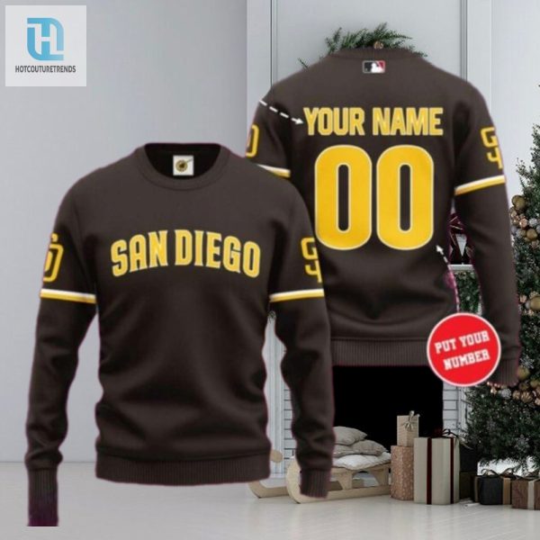 San Diego Padres Customizable Ugly Christmas Sweater Brown hotcouturetrends 1 1