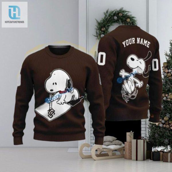 San Diego Padres Customizable Sweater Snoopy On Brown Design hotcouturetrends 1 1