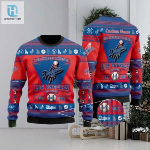 Personalized Los Angeles Dodgers Red And Blue Christmas Sweater hotcouturetrends 1 1