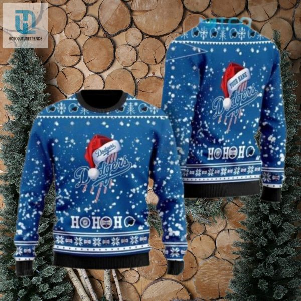 Personalized Dodgers Santa Hat Ugly Christmas Sweater hotcouturetrends 1