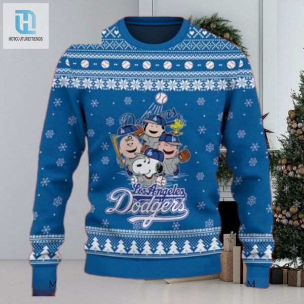 Peanuts Los Angeles Dodgers Blue Ugly Christmas Sweater hotcouturetrends 1 1