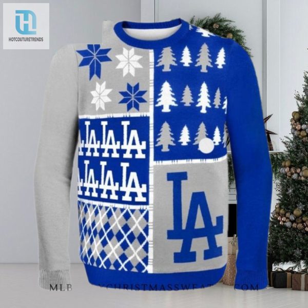 Patchwork Los Angeles Dodgers Christmas Sweater hotcouturetrends 1 1