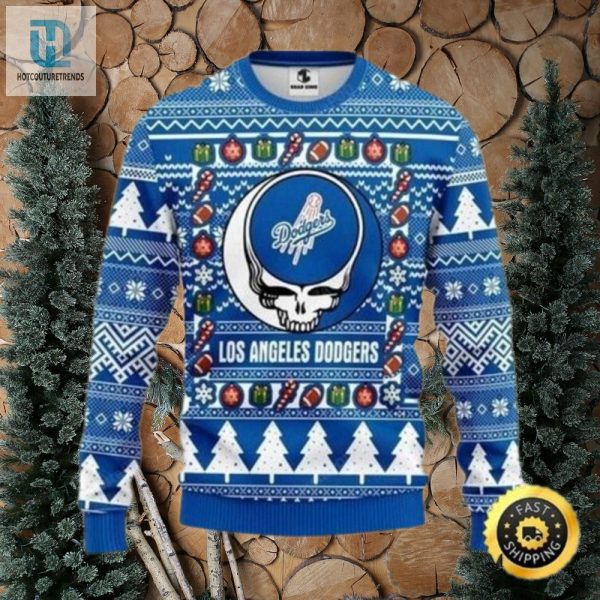 Mlb Los Angeles Dodgers Blue Skull Christmas Sweater hotcouturetrends 1