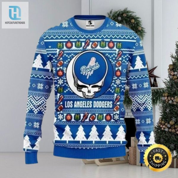 Mlb Los Angeles Dodgers Blue Skull Christmas Sweater hotcouturetrends 1 1