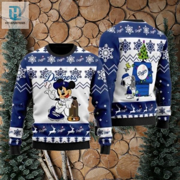 Minnie Mouse Dodgers Ugly Christmas Sweater With Trophy Design hotcouturetrends 1