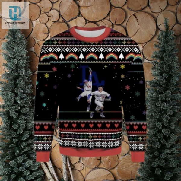 Los Angeles Dodgers Double Play Action Festive Ugly Sweater hotcouturetrends 1