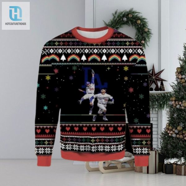 Los Angeles Dodgers Double Play Action Festive Ugly Sweater hotcouturetrends 1 1