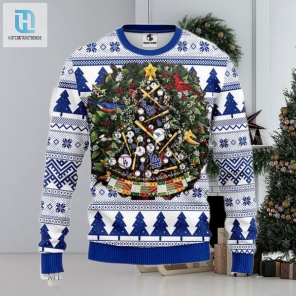 Los Angeles Dodgers Baseball Wreath Ugly Christmas Sweater hotcouturetrends 1 1