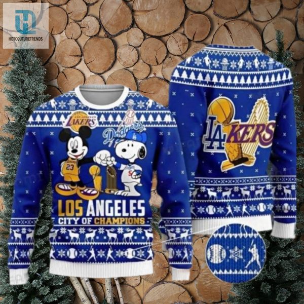 La Lakers And Dodgers City Of Champions Ugly Sweater hotcouturetrends 1