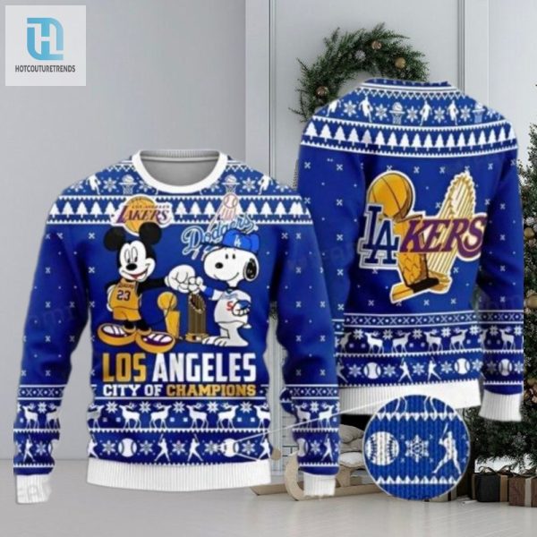 La Lakers And Dodgers City Of Champions Ugly Sweater hotcouturetrends 1 1