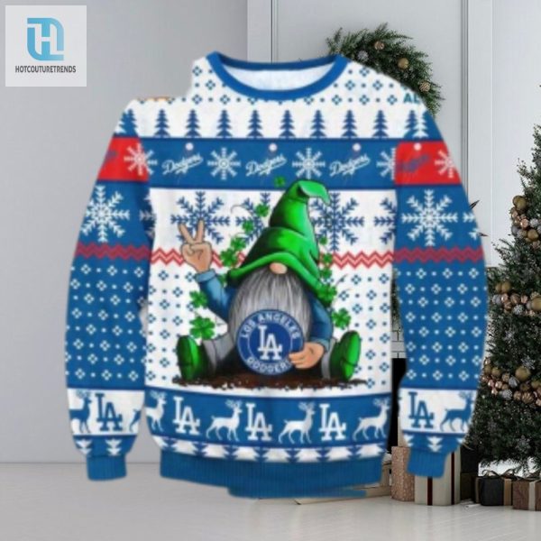 La Dodgers Gnome Peace Sign Christmas Ugly Sweater hotcouturetrends 1 1