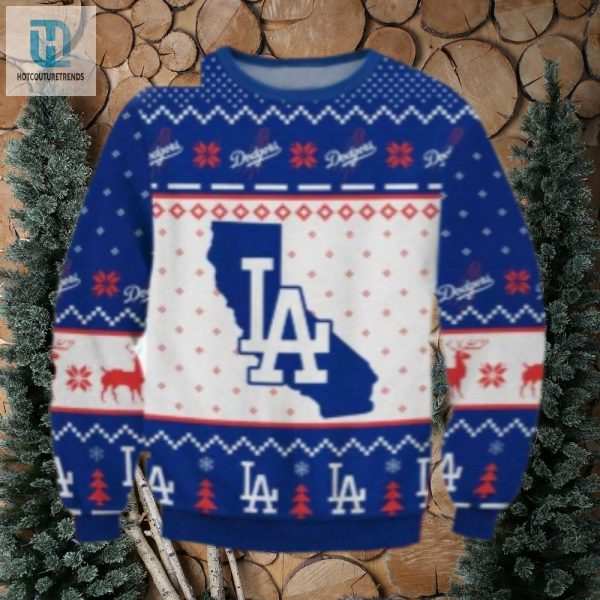 La Dodgers California Map Ugly Christmas Sweater hotcouturetrends 1