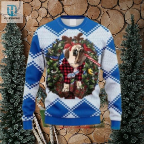 La Dodgers Bulldog Reindeer Candy Cane Ugly Christmas Sweater hotcouturetrends 1