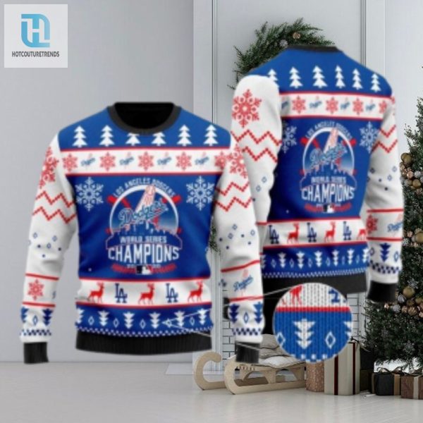 La Dodgers 2020 World Series Champions Reindeer Xmas Sweater hotcouturetrends 1 1