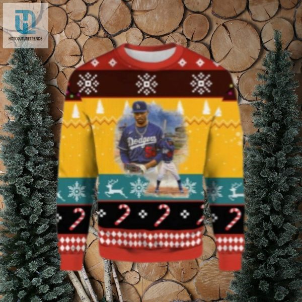 La Dodgers 5 Player Yellow And Red Ugly Christmas Sweater hotcouturetrends 1