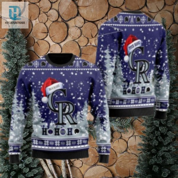 Ho Ho Ho Santa Hat Colorado Rockies Ugly Sweater Personalized hotcouturetrends 1