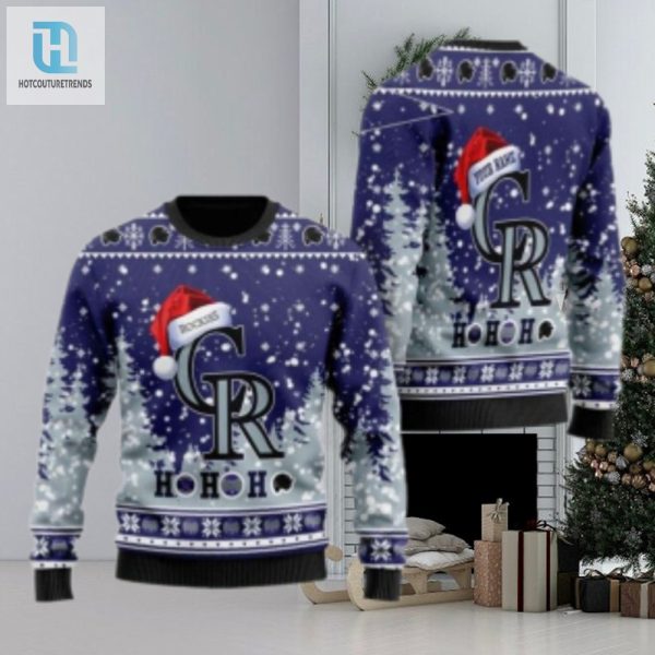 Ho Ho Ho Santa Hat Colorado Rockies Ugly Sweater Personalized hotcouturetrends 1 1