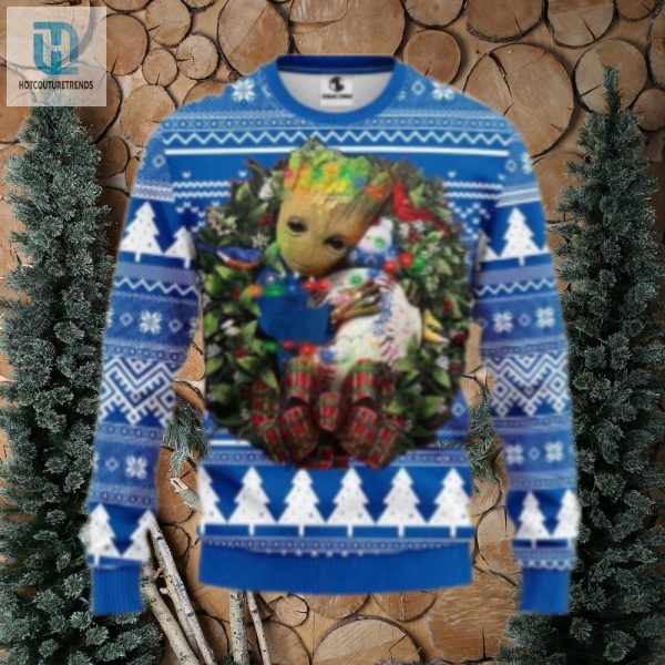 Groot Hugging Dodgers Baseball Wreath Ugly Sweater hotcouturetrends 1