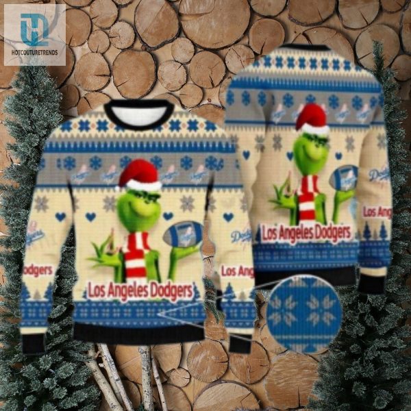 Grinch Themed Los Angeles Dodgers Ugly Xmas Sweater hotcouturetrends 1