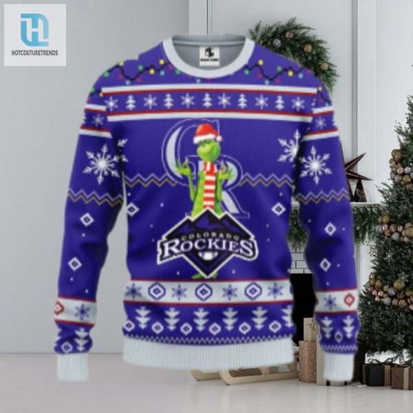 Grinch With Scarf Colorado Rockies Ugly Sweater Snowflake Design hotcouturetrends 1 1