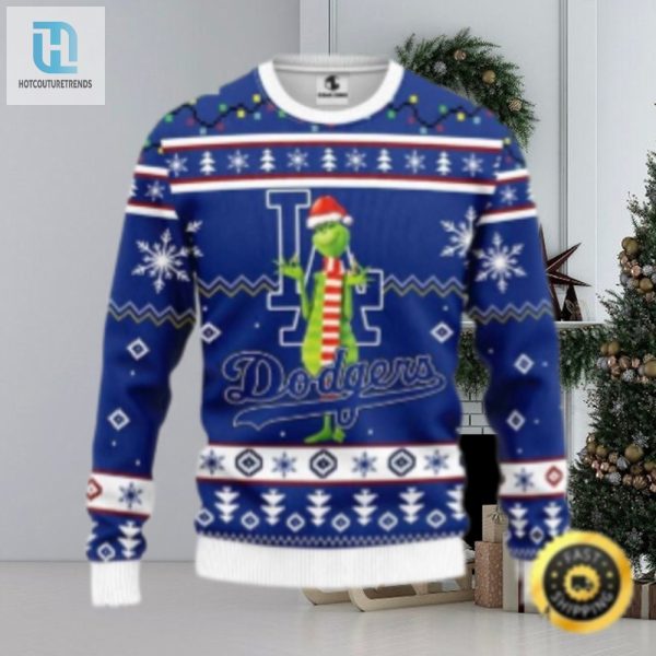 Grinch In Santa Hat Dodgers Ugly Christmas Sweater hotcouturetrends 1 1