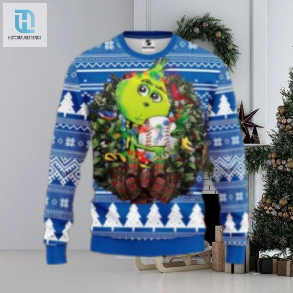 Grinch Hugging Dodgers Baseball Christmas Sweater hotcouturetrends 1 1