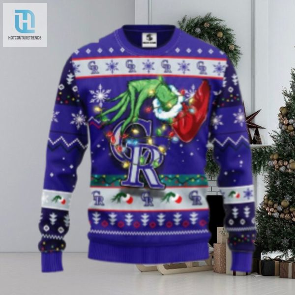 Grinch Holding Lights Colorado Rockies Ugly Christmas Sweater hotcouturetrends 1 1