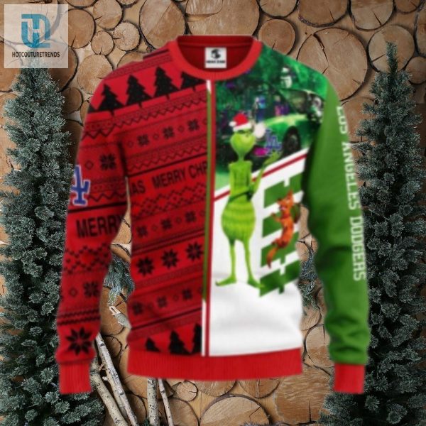 Grinch And Max Dual Sided Dodgers Christmas Sweater hotcouturetrends 1