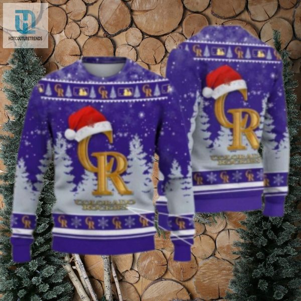 Gold Logo Christmas Hat Colorado Rockies Ugly Sweater Forest Design hotcouturetrends 1