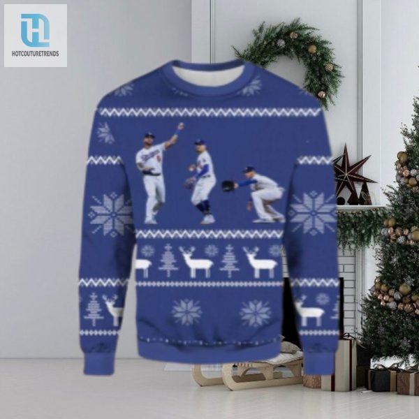 Funny La Dodgers In Game Action Ugly Christmas Sweater hotcouturetrends 1 1