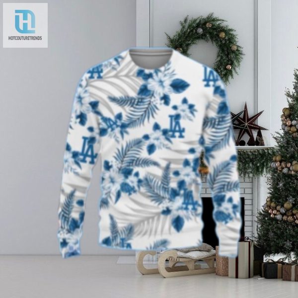 Floral Pattern Los Angeles Dodgers Ugly Christmas Sweater hotcouturetrends 1 1