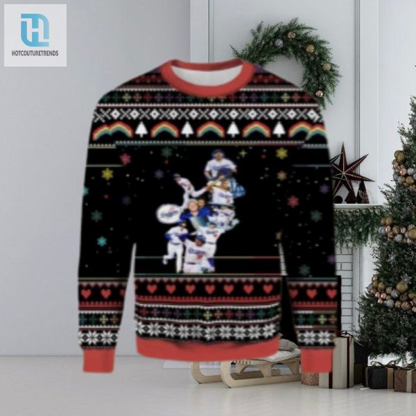 Dodgers Stacked Players Collage Black Ugly Christmas Sweater hotcouturetrends 1 1