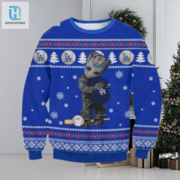 Dodgers Groot Hugging Baseball Christmas Ugly Sweater hotcouturetrends 1 1