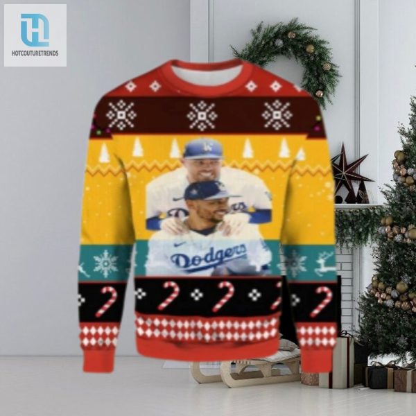 Dodgers Duo Fun Ugly Christmas Sweater Red And Yellow Design hotcouturetrends 1 1