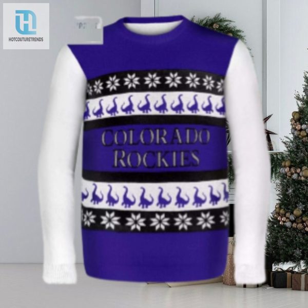 Dinosaur Pattern Colorado Rockies Ugly Christmas Sweater hotcouturetrends 1 1