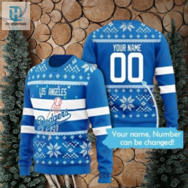 Customizable Name Dodgers Blue Christmas Sweater hotcouturetrends 1