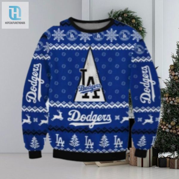 Classic Blue Los Angeles Dodgers Christmas Tree Sweater hotcouturetrends 1 1