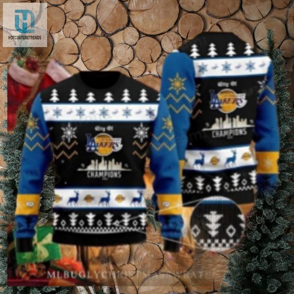 City Of La Dodgers And Lakers Champions Ugly Christmas Sweater hotcouturetrends 1