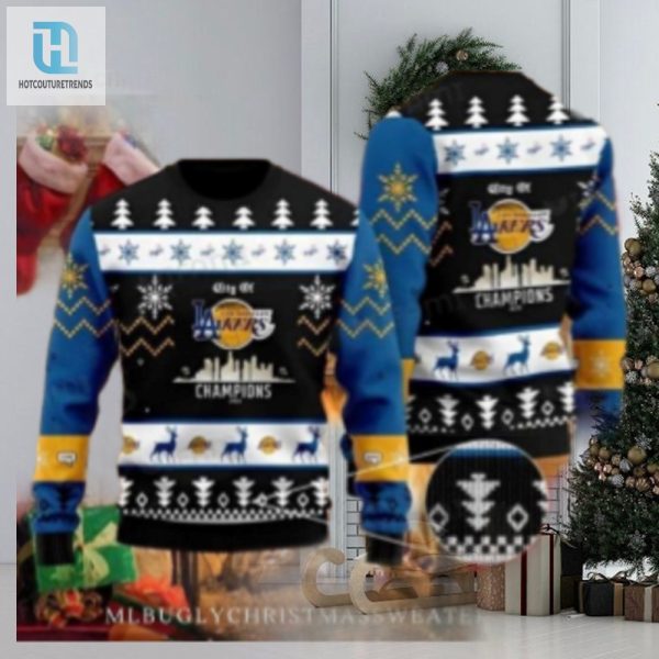 City Of La Dodgers And Lakers Champions Ugly Christmas Sweater hotcouturetrends 1 1