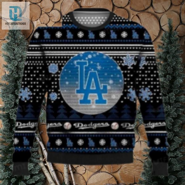 Black And Blue La Dodgers Ugly Christmas Sweater With Snowflakes hotcouturetrends 1