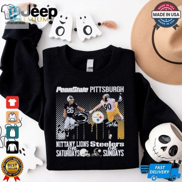 Official Penn State Nittany Lions On Saturdays X Pittsburgh Steelers On Sundays T Shirt hotcouturetrends 1 2