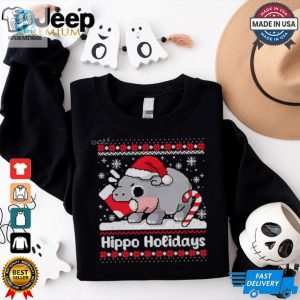 Moo Deng Hippo Holidays Ugly Christmas Shirt hotcouturetrends 1 2