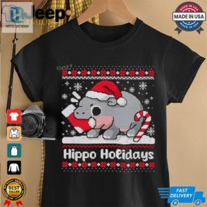 Moo Deng Hippo Holidays Ugly Christmas Shirt hotcouturetrends 1 3