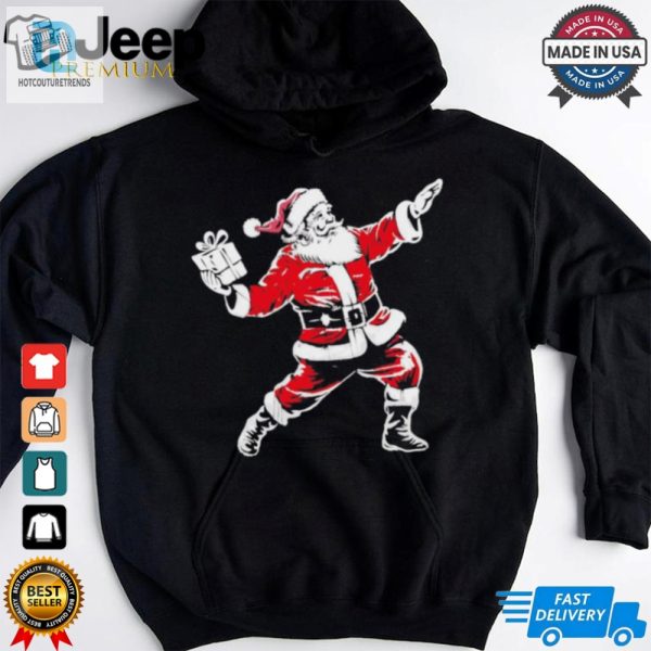 Santa Throwing A Gift Box Christmas Shirt hotcouturetrends 1 1