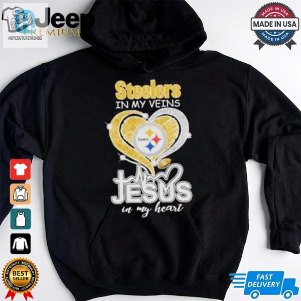 Pittsburgh Steelers In My Veins Jesus In My Heart New T Shirt hotcouturetrends 1 1