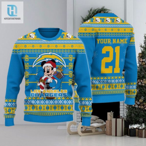 Los Angeles Chargers Mickey Mouse Santa Ugly Christmas Sweater hotcouturetrends 1